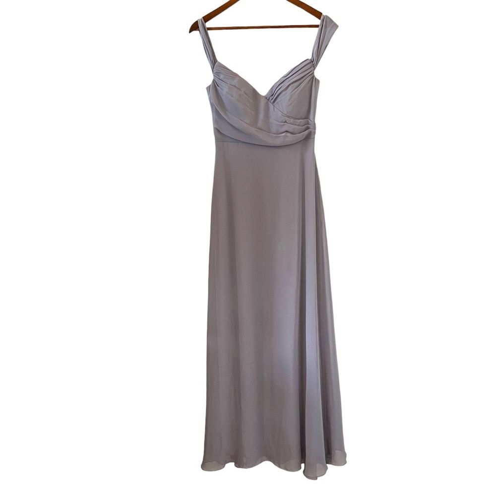 Birdy Grey NEW Spence Convertible Maxi Dress In Silver Chiffon Size S